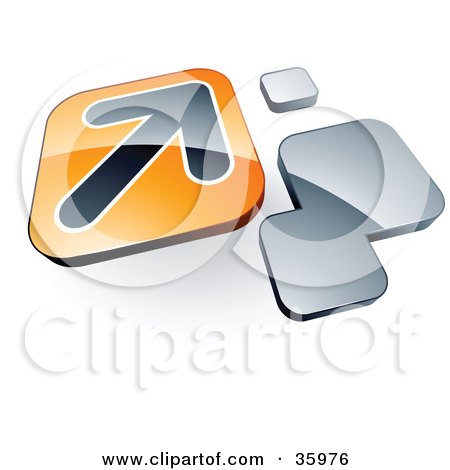 Clipart Illustration of a Pre-Made Logo Of An Arrow On An Orange Box Near Orange Squares by beboy