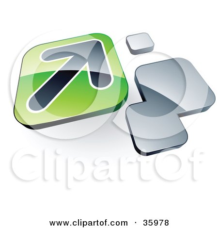 Clipart Illustration of a Pre-Made Logo Of An Arrow On A Green Box Near Orange Squares by beboy