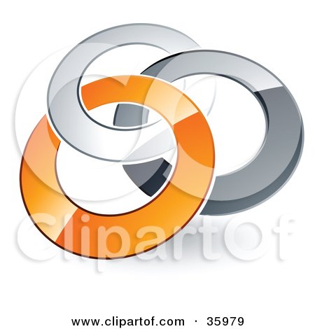 Clipart Illustration of a Pre-Made Logo Of Silver, Gray And Orange Rings Entwined by beboy
