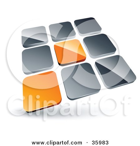 Clipart Illustration of a Pre-Made Logo Of Two Orange Tiles Standing Out From Rows Of Silver Tiles by beboy