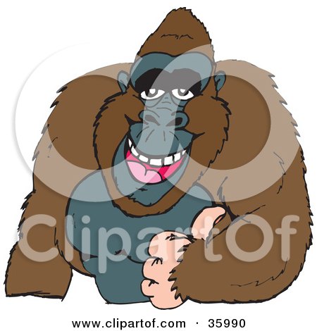 Clipart Illustration of a Friendly Gorilla Giving The Thumbs Up by Dennis Holmes Designs