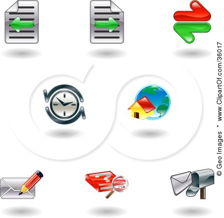 Clipart Illustration of a Set Of Nine Shiny Internet Browser Icons by AtStockIllustration