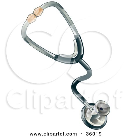 Clipart Illustration of a Black And Chrome Stethoscope by AtStockIllustration