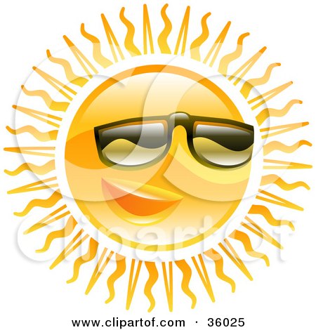 Clipart Illustration of a Warm Sun Wearing Dark Shades Over His Eyes by AtStockIllustration