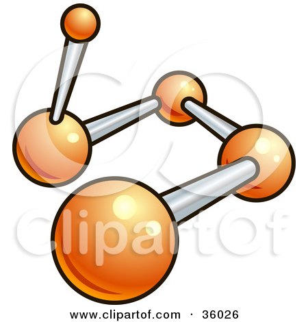 Clipart Illustration of an Orange And Gray Molecule by AtStockIllustration