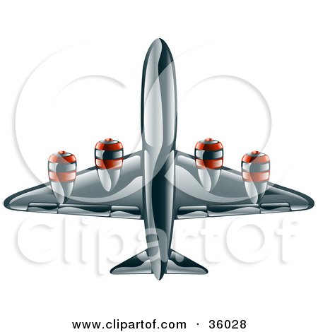 Clipart Illustration of a Shiny Black Commercial Airliner Plane by AtStockIllustration
