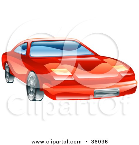 Clipart Illustration of a Shiny Red Car With Flip Lights by AtStockIllustration