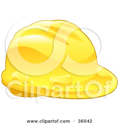 Clipart Illustration of a Shiny Yellow Construction Hardhat by AtStockIllustration