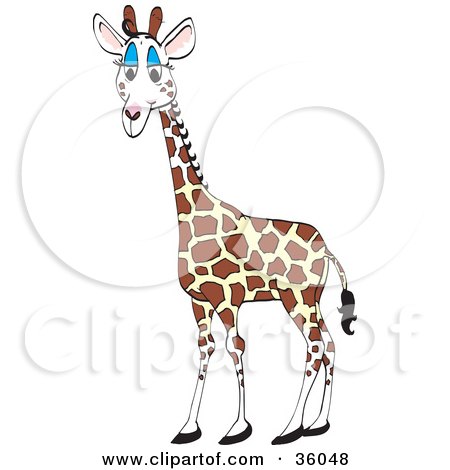 Clipart Illustration of a Cute Giraffe With Blue Eyelids by Dennis Holmes Designs