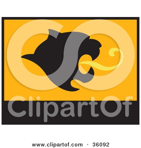 Clipart Illustration of a Black And Orange Banner Or Flag With A Mountain Lion Face by Eugene