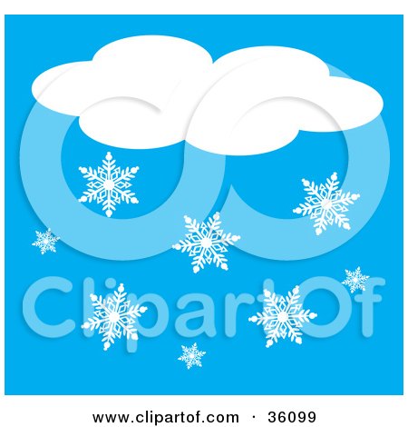 Clipart Illustration of Snowflakes Below a Cloud by Maria Bell