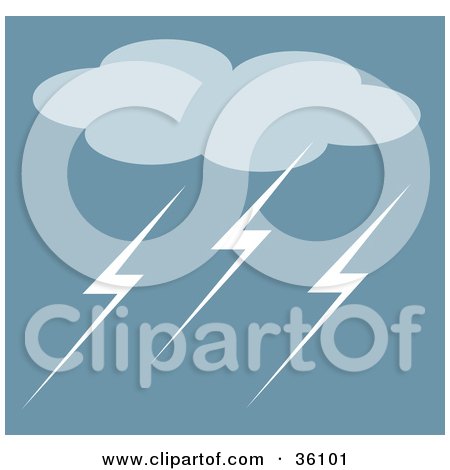 Clipart Illustration of a Storm Cloud And Lightning Bolts by Maria Bell