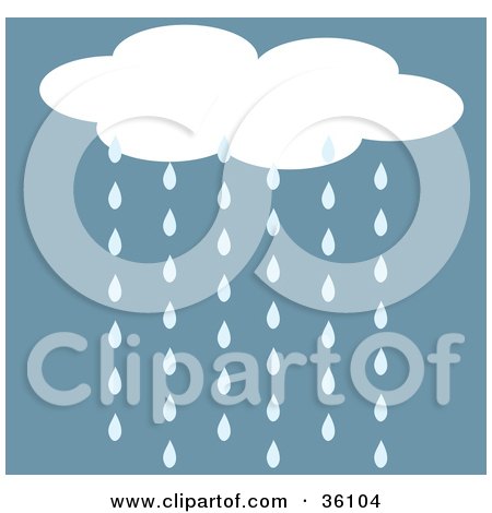 Clipart Illustration of a Cloud Pouring Down Rain by Maria Bell