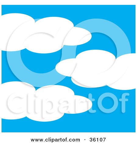 Clipart Illustration of Three Puffy Clouds In A Blue Sky by Maria Bell