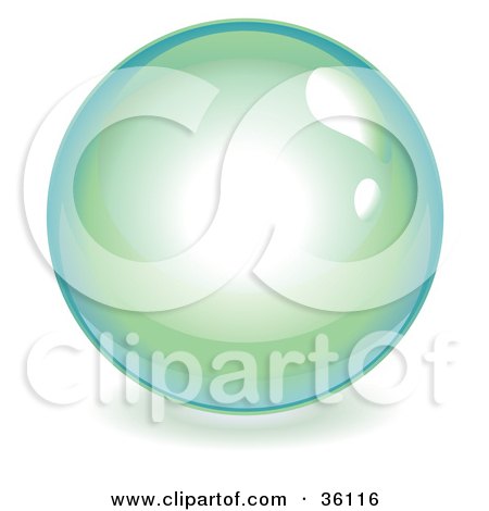 Clipart Illustration of a Green And Blue Reflective Crystal Ball, Marble Or Orb by Frog974