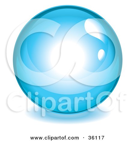 Clipart Illustration of a Shiny Blue Reflective Crystal Ball, Marble Or Orb by Frog974