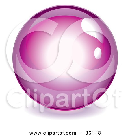 Clipart Illustration of a Magenta Reflective Crystal Ball, Marble Or Orb by Frog974
