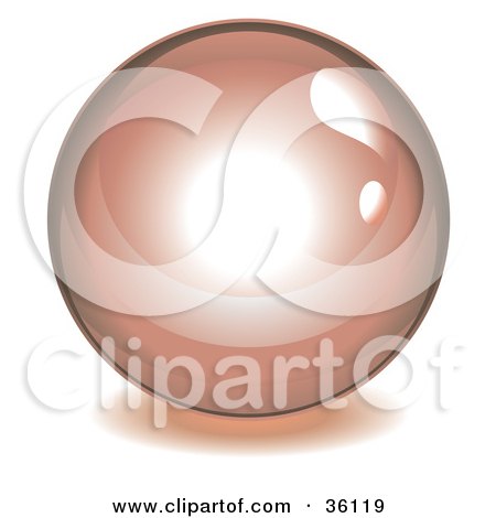 Clipart Illustration of a Pink Reflective Crystal Ball, Marble Or Orb by Frog974