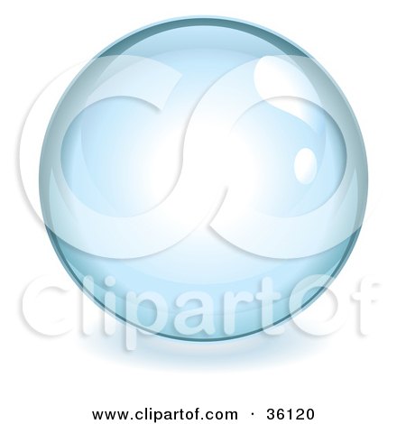 Clipart Illustration of a Pale Blue Reflective Crystal Ball, Marble Or Orb by Frog974