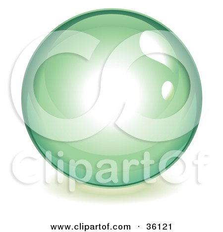 Clipart Illustration of a Green Reflective Crystal Ball, Marble Or Orb by Frog974
