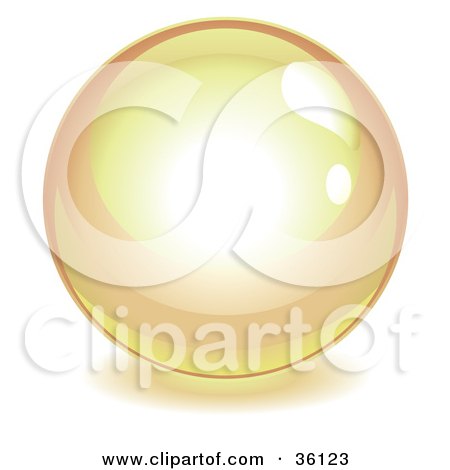 Clipart Illustration of an Orange Reflective Crystal Ball, Marble Or Orb by Frog974