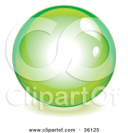 Clipart Illustration of a Lime Green Reflective Crystal Ball, Marble Or Orb by Frog974