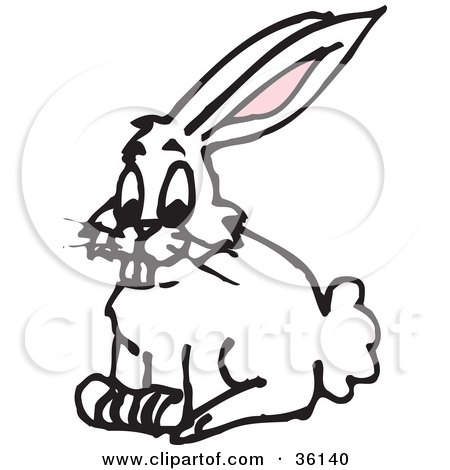 Clipart Illustration of a Resting White Rabbit by Dennis Holmes Designs