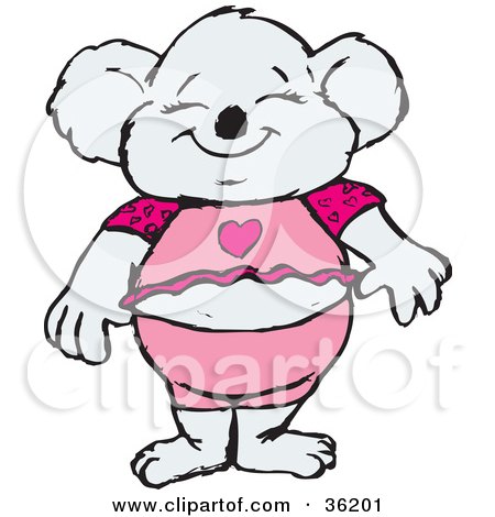 Clipart Illustration of a Happy Female Koala In Pink Clothes by Dennis Holmes Designs