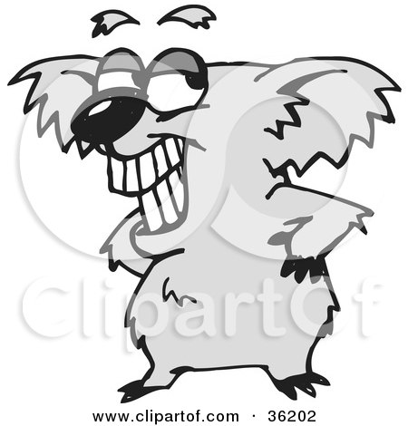 Clipart Illustration of a Koala Grinning And Standing With His Hands On His Hips by Dennis Holmes Designs