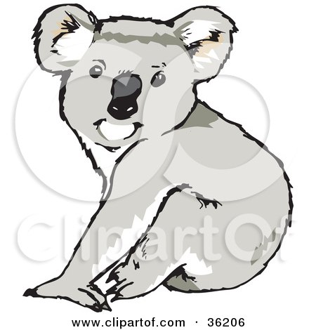 Clipart Illustration of an Adorable Sitting Koala by Dennis Holmes Designs