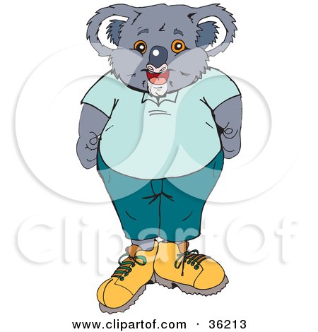 Clipart Illustration of a Male Koala Wearing Clothes And Shoes by Dennis Holmes Designs