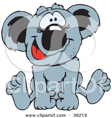 Clipart Illustration of a Koala Smiling And Sitting On The Ground by Dennis Holmes Designs