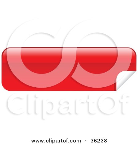 Clipart Illustration of a Long, Red, Blank, Peeling Sticker Or Label by KJ Pargeter