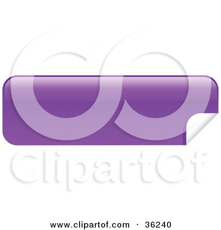 Clipart Illustration of a Long, Purple, Blank, Peeling Sticker Or Label by KJ Pargeter