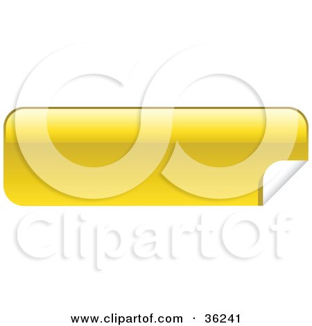 Clipart Illustration of a Long, Yellow, Blank, Peeling Sticker Or Label by KJ Pargeter