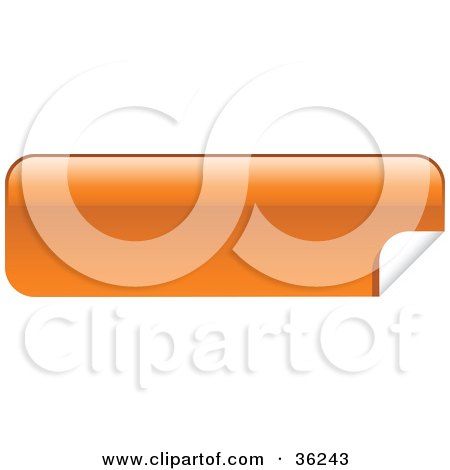 Clipart Illustration of a Long, Orange, Blank, Peeling Sticker Or Label by KJ Pargeter