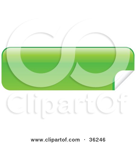 Clipart Illustration of a Long, Green, Blank, Peeling Sticker Or Label by KJ Pargeter