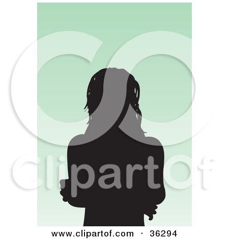 Clipart Illustration of an Avatar Of A Silhouetted Woman With Layered Hair by KJ Pargeter