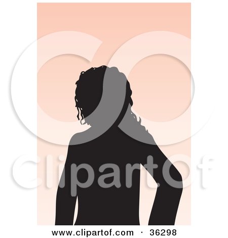 Clipart Illustration of an Avatar Of A Silhouetted Woman With Wavy Hair by KJ Pargeter