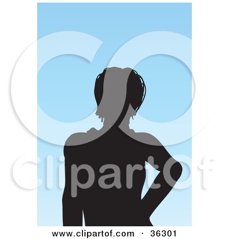 Clipart Illustration of an Avatar Of A Silhouetted Woman With short Hair by KJ Pargeter