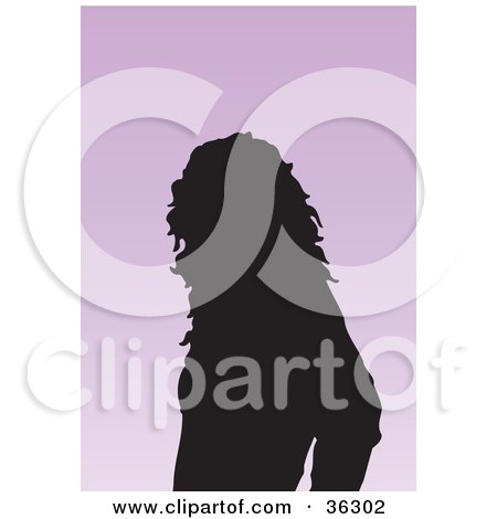 Clipart Illustration of an Avatar Of A Silhouetted Lady With Wavy Hair by KJ Pargeter