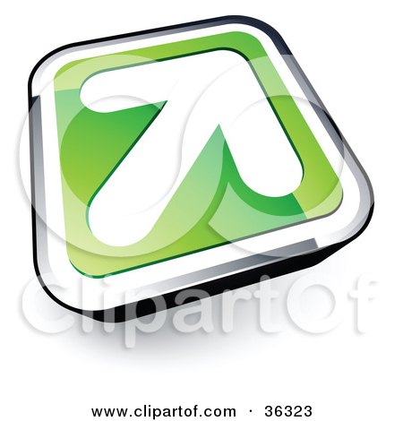 Clipart Illustration of a Pre-Made Logo Of A White Arrow On A Green And Chrome Button by beboy