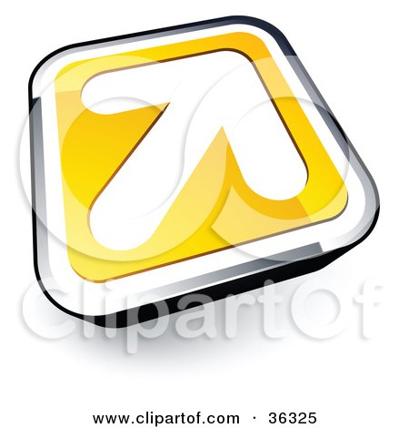 Clipart Illustration of a Pre-Made Logo Of A White Arrow On A Yellow And Chrome Button by beboy
