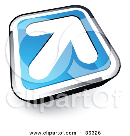 Clipart Illustration of a Pre-Made Logo Of A White Arrow On A Blue And Chrome Button by beboy