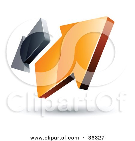 Clipart Illustration of a Pre-Made Logo Of Orange And Gray Arrows Going In Opposite Directions by beboy