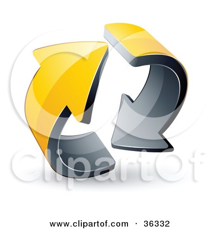 Clipart Illustration of a Pre-Made Logo Of Two Circling Yellow Arrows by beboy