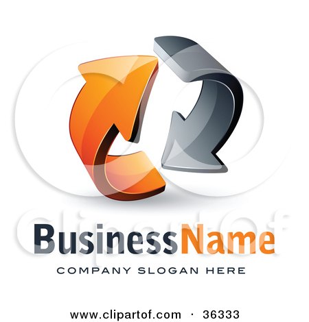 Clipart Illustration of a Pre-Made Logo Of Gray And Orange Circling Arrows by beboy