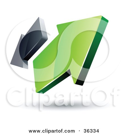 Clipart Illustration of a Pre-Made Logo Of Green And Gray Arrows Going In Opposite Directions by beboy