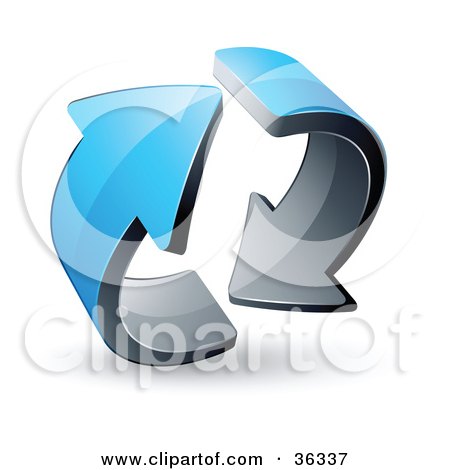 Clipart Illustration of a Pre-Made Logo Of Two Circling Blue Arrows by beboy