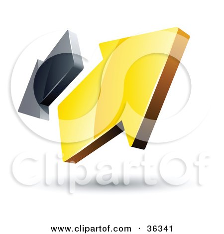Clipart Illustration of a Pre-Made Logo Of Yellow And Gray Arrows Going In Opposite Directions by beboy